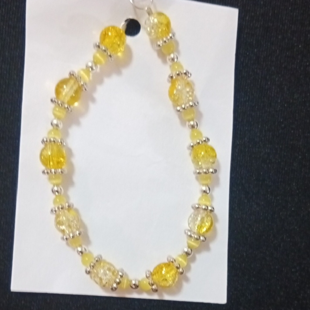 Handmade Yellow Beaded Bracelet